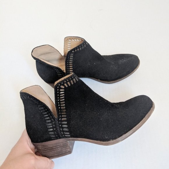 Lucky Brand Shoes - Lucky Brand Bustina Black Suede Laser-Cut Booties